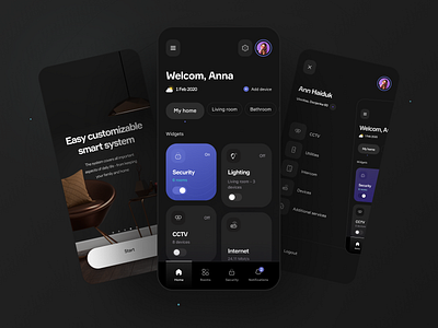 Smart Home App app app design boro boro team cctv concept control dashboard flat homescreen interface ios luxury minimal rooms security smart home ui ux