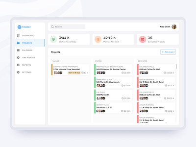 Team management dashboard. Time tracker, planning, kanban view calendar dashboard desktop interface kanban schedule team management time tracker timesheets ui ux