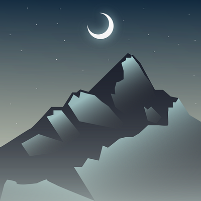 moonlight mountain design illustration moonlight mountain stars