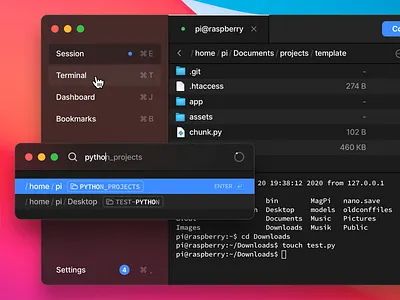 FTP Client macOS App app big sur blue clean client design desktop explorer file files flat ftp macos neumorphism search sidebar split view terminal ui