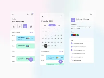 Calendar Mobile Application app app design calendar calendar app clean clean ui ui ux