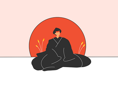 Minimal Geisha character flat flatcharacter girl illustration illustrator japan japanese kyoto minimal