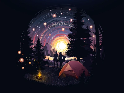 Travelers 🏕 adventure bonfire evening halt illustration impressionism landscape madewithsketch nature negative overnight overnight stay pair proart prokopenko smears tent tourism travel trend