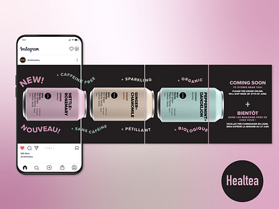 Health Tea Instagram Carrousel Design branding drink mock up social media design tea
