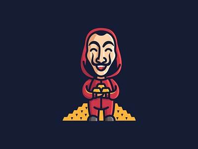 La casa de papel art brand branding cartoon character dali gold illustration lacasadepapel logo logotype mascot mask netflix savador serial spain spanish tribute tv