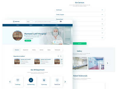 Hospital Detail Page Design app design app designer appointments web ui booking page design ecommerce hospital booking design medical website ui medical website ui minimal minimalist minimalist app design minimalist web design mobile app web designer web ui