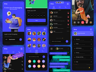 Grup - Messaging app android app chat chatbot dailyui design flat group chat icon illustration live chat messaging messaging app messenger minimal redesign social ui ux whatsapp