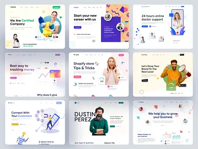 Multiple Website Designs UI/UX 2020 cleaning cleaning website digital agency website digital illustration doctor website education website finance website maid marketing agency marketing website medical website online banking online education portfolio social marketing ui uiux ux web design website design