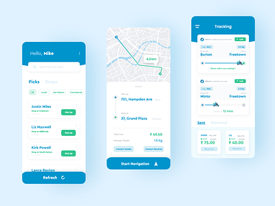 Pick Drop | Delivery App app clean clean ui delivery design driver app logistics navigation order package payment receive send tracking ui ux