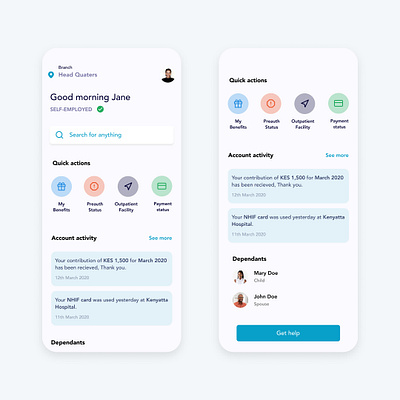 National Hospital Insurance Fund(NHIF) app design iudesign minimal ui