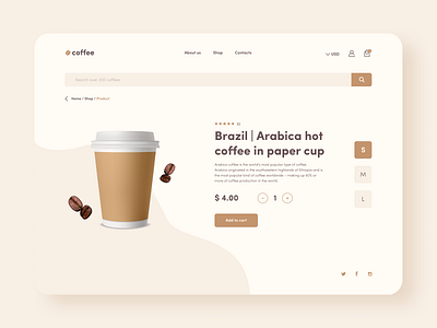 Daily UI #012 | E-Commerce coffee coffee bean coffee cup coffee shop coffee website creamy dailyui dailyui 012 dailyuichallenge ecommerce ecommerce business ecommerce design ecommerce shop fluid product page shop shopping shopping app website design