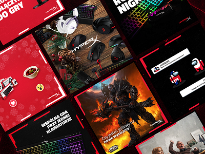 HyperX Poland social media posts 2020 advertisement branding design facebook facebook ad gaming gaming gear graphic design hyperx illustration media minimal social social media design socialmedia twitter