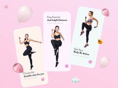 Fitness Onboarding UI Design app branding design exercises fitness app minimal onboarding screen ui yoga app