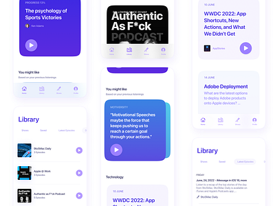 iOS Podcasts UI Kit animation apple branding dashboard design developer graphic design illustration ios logo ui uikit ux vector