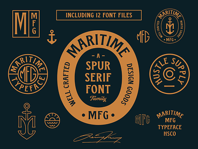 Maritime MFG - Typeface Now Available For Sale badge branding logo serif spur serif typography vintage vintage badge vintage font