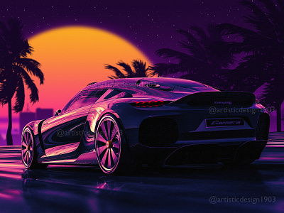 Koenigsegg Gemera 80s amazing awesome best bestselling car cars classic cool displate koenigsegg mancave popular poster retro retrowave trend trending vehicle vehicles