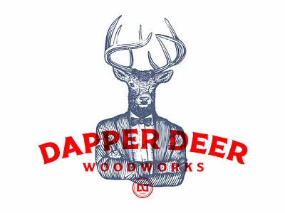 Dapper Deer branding deer etching hand drawn illustration logo design monogram old school scratchboard vector vintage