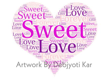 Love shape Word art design love sweet word art