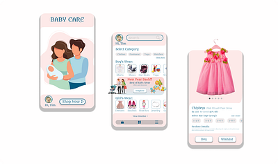 Baby Shopping App beginner illustration interfacedesign typography ui uidesign uiux uiuxdesign uiuxinspiration ux