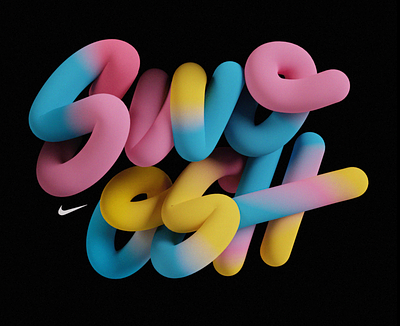 SwoooosH 3d colors design digital art illustration letters nike script swoosh textures typography