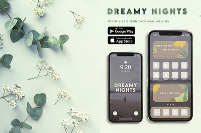 DREAMY NIGHT ICON PACK | APP STORE | HALASH advertising banner banner ad banner ads banner design branding design designer halash homepage icon illustration logo minimal pakistan typography vector web banner