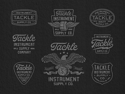 Tackle Supply badge branding design eagle graphic design illustration logo travis pietsch typography vintage wings woodcut