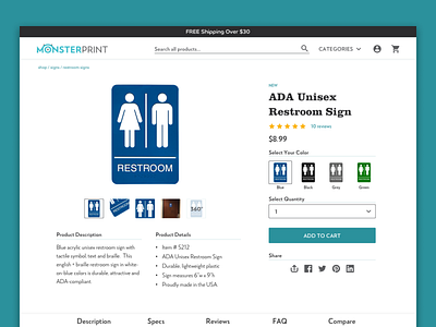 MonsterPrint - Product Page add to cart ecommerce ecommerce design product page product ui signs