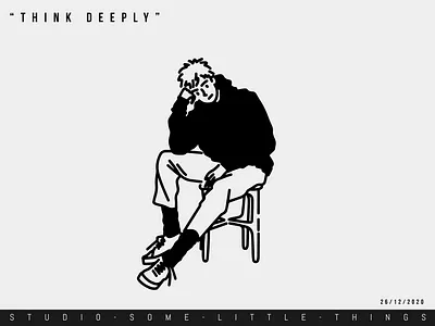 Think Deeply 2d adobe art design drawing illustration illustrator interesting new outdoor painting people picture sketch studio think thinking young