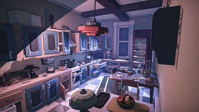 Retro Kitchen illustration lowpoly