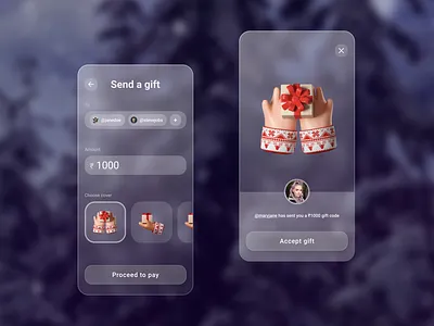 Gift app glassmorphic concept blur gift glass glassmorphic glassmorphism glassy ui ui design
