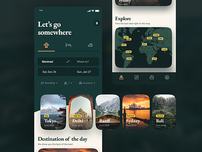 Travel app concept app app design green travel travelapp traveling ui ux world