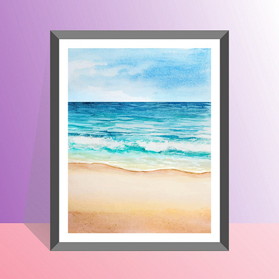 Watercolor beach design flatdesign flatposter illustration vector