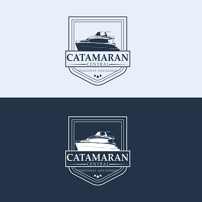 Catammaran logo branding design graphic design icon illustration illustrator logo ship logo typography vector vintage logo