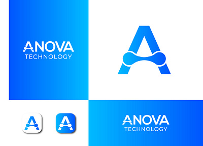 Anova Tech logo anova logo app icon app logo branding coloring logo design icon illustration logo minimal tech logo vector wordmark logo