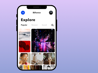 Behance Mobile App Concept behance feed flat mobile ui