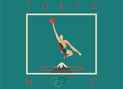 Tokyo Hoop / Olympic Games adobe ilustrator air ball basketball design digital design dunk flat illustration illustrator man mountain olympic games people player poster sports sports design top