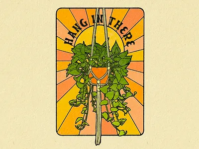 Hang in There design illustration photoshop procreate retro texture truegrit vintage