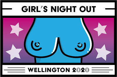 Girl's Night Out III 2020 boobs illustration magnet pop art sticker sticker design vector