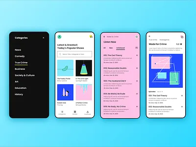 Podcast App dailyui dailyuichallenge design illustration podcast podcast art truecrime ui uidesign uiux