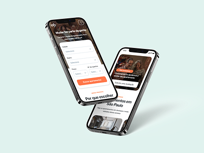 Home Page Loft - Mobile apartment app border radius clean copan design system green orange real state ui