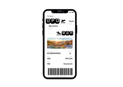 Boarding pass Porto to Barcelona boardingpass dailyui 024 iphone minimal plane ticket ui ux