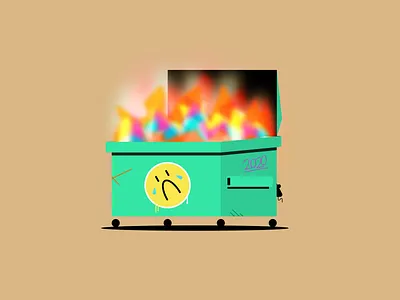 2020 2020 2020 trends blur dumpster fire figma fire flat design flat illustration geometric illustration product illustration rat sad face simple spraypaint