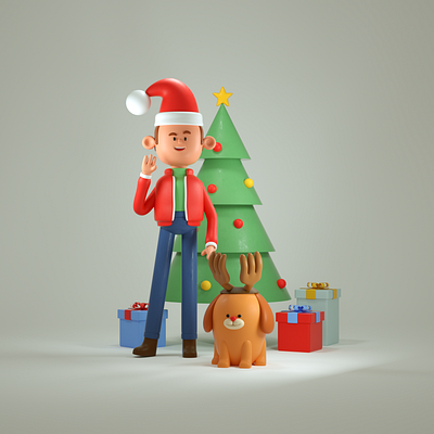 felíz navidad 3d c4d character design christmas holidays illustration render santaclaus