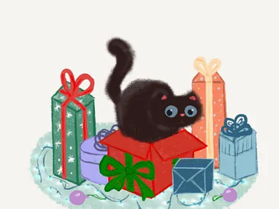 Cat Presents animal design illustration logo pets postcards typography