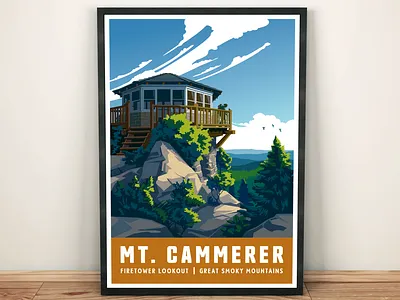 Mt. Cammerer Travel Illustration art print great smoky mountains hiking illustration landscape mountains nature outdoors scenic tourism travel poster