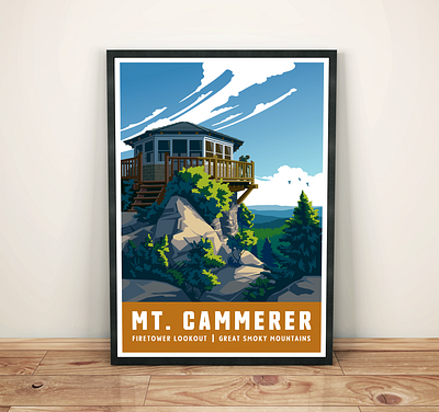 Mt. Cammerer Travel Illustration art print great smoky mountains hiking illustration landscape mountains nature outdoors scenic tourism travel poster