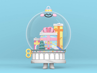 Christmas Ball 3d 3d animation 3d art 3d artist animated animation animation design character character animation christmas christmas ball christmas tree illustration illustration art kawaii kawaii art love snowball ui uixdesign