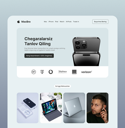 MacBro Redesign apple gray minimalism mobile phone product ui ux uzbekistan white