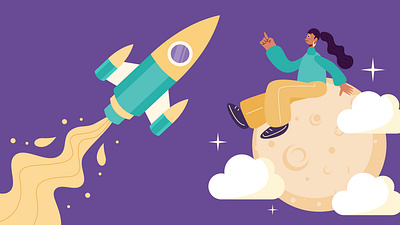 🚀 Shoot for the Stars – The Journey Begins! ambition cosmic vibes creative journey design digital illustration dream big dribbble shot exploration goal setting graphic design illustration imagination minimalist art reach for the stars rocket launch space illustration