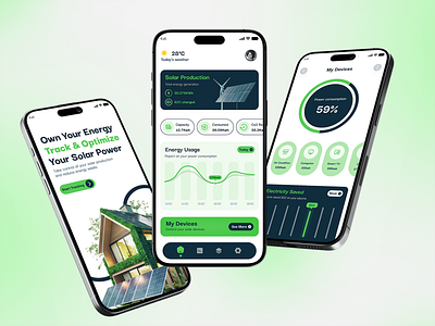 Solar Mobile App Design app design clean electricity electricity app green energy power power app power app design renewable energy solar solar app solar app design solar energy solar panel solar panel app solar panels solar power solar tech uiux